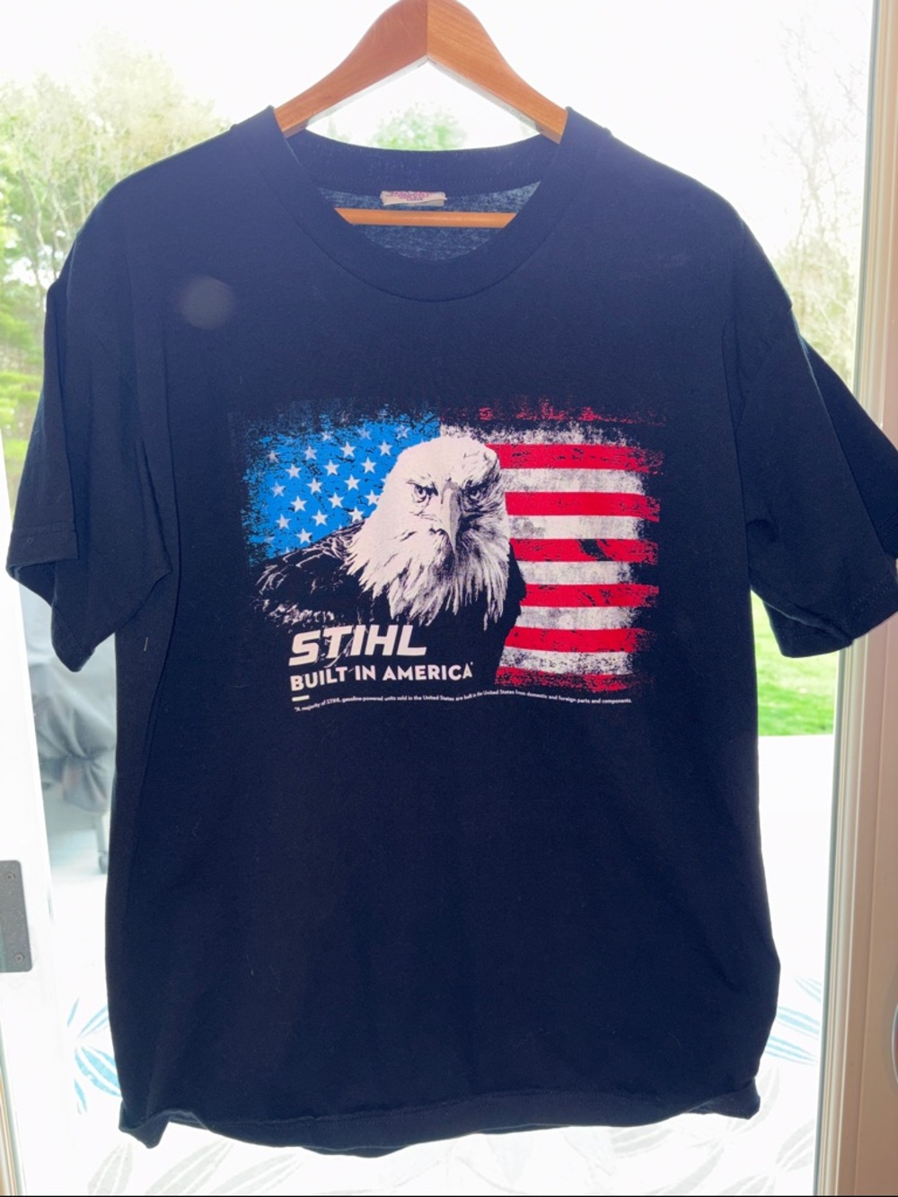 🦅 Stihl Men’s Black Graphic T‑Shirt – American Flag Eagle